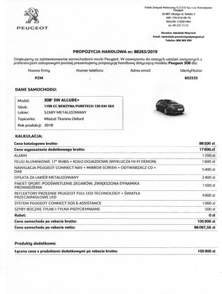 Peugeot 308 cena 41900 przebieg: 112351, rok produkcji 2018 z Legionowo małe 121